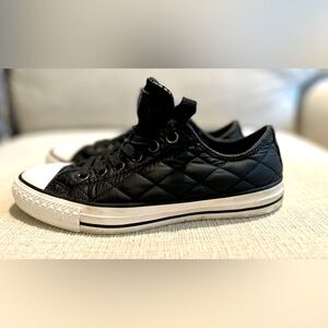 Converse Soft Black Nylon material with cris cross stitching